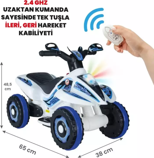 Uzaktan Kumandalı UJ Toys Safari 6 V Akülü ATV BEYAZ POLİS