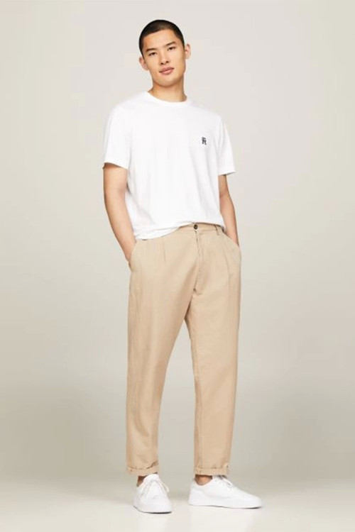 Erkek Monogram Nakışlı Beyaz T-shirt