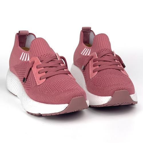 Kadın  Gül Kurusu Triko Günlük Rahat Ortopedik Terletmeyen Spor Sneaker Ayakkabı