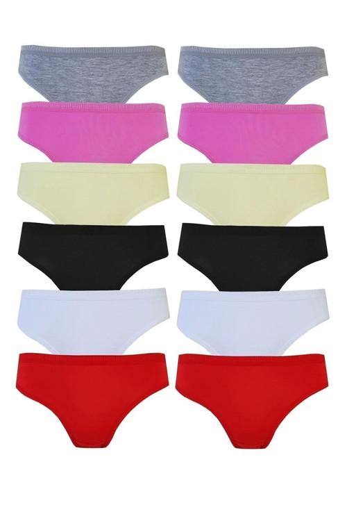 12Li Kadın Bikini Külot Pamuklu Renkli Iç Çamaşırı Nevra