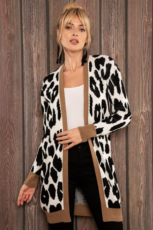 Leopar Desenli Vizon Hırka