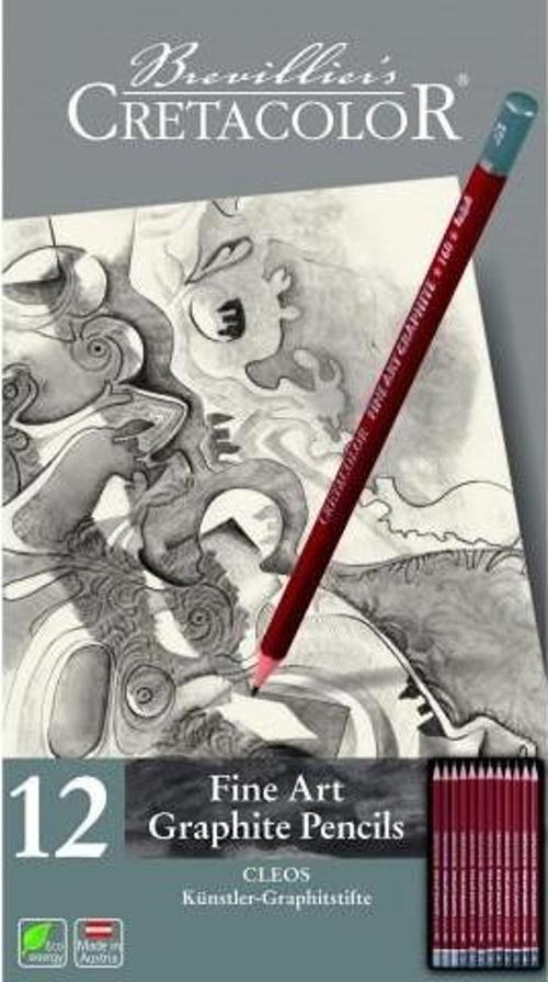 CLEOS Fine Art Graphite Pencils 12'li Dereceli Kalem Seti Metal Kutu / 16052