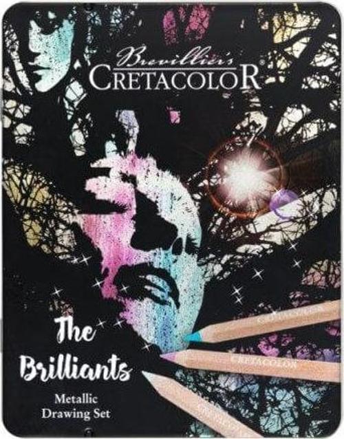MegaColor Brilliants Metalik Kalın Kuru Boya Seti 12'li Metal Kutu / 29098