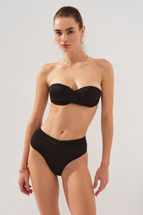 Clarke Balenli Kaplı Straplez Bikini Takım Siyah231231