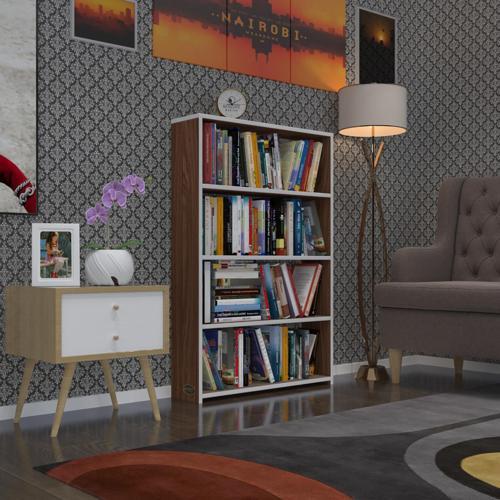 kitaplık süper ga 120*80*19 cvz 4 katlı tek bölme ofis mutfak banyo dolabı arkalıksız