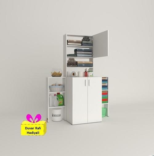 çamaşır makinesi dolabı kasparovmaks byz kurutma dolabı + tekli duvar rafı hediyeli