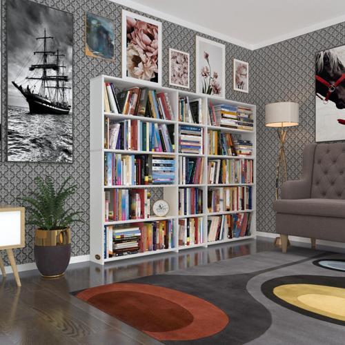 kitaplık süper ga 150*200*19 byz 5 katlı 3 bölme çift bölme opsiyonlu ofis mutfak banyo dolabı arkalıksız