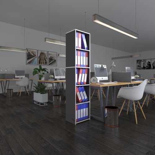 klasörlük raflı kutadgu gri 175*40*30 kitaplık ofis arkalıksız