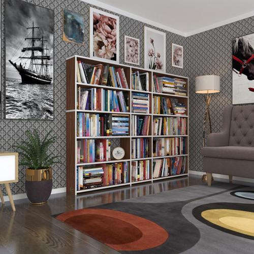 kitaplık süper ga 150*200*19 cvz 5 katlı 3 bölme çift bölme opsiyonlu ofis mutfak banyo dolabı arkalıksız
