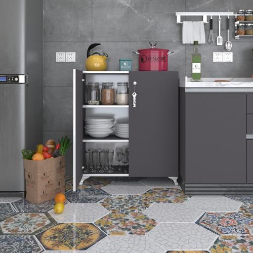 2 kapılı dolap çilem 088*070*032 gri kilitli ayaklı banyo mutfak ofis kitaplık ayakkabılık kiler
