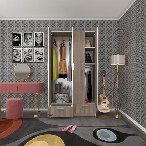 gardırop 4 kapılı 2 çekmeceli biberiye 182*100*42 crd kapaklı gardolap dolap
