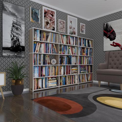 kitaplık süper ga 150*240*19 crd 5 katlı 3 bölme çift bölme opsiyonlu ofis mutfak banyo dolabı arkalıksız