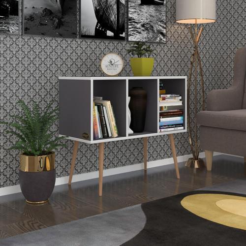 komodin adberilgen gri 74*90*39 ahşap ayaklı komidin kitaplık