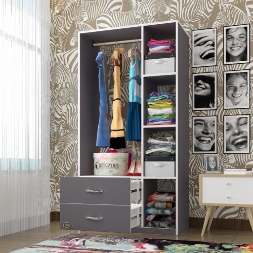 giysi dolabı hülagü 175*90*40 gri gardırop 2 çekmeceli