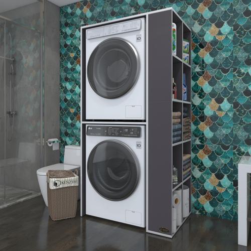 çamaşır-kurutma makinesi dolabı bolodenka gri 180*090*60 banyo kapaksız arkalıksız