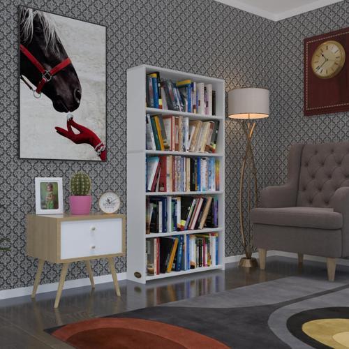 kitaplık süper ga 150*80*19 byz 5 katlı tek bölme çift bölme opsiyonlu ofis mutfak banyo dolabı arkalıksız