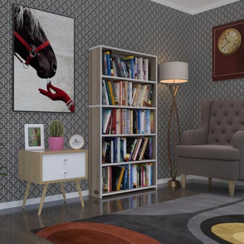 kitaplık süper ga 150*80*19 crd 5 katlı tek bölme çift bölme opsiyonlu ofis mutfak banyo dolabı arkalıksız