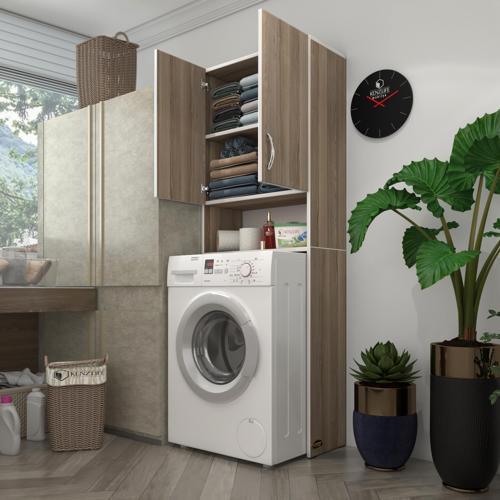 çamaşır makinesi dolabı sinem crd 180*066*30 banyo kiler kapaklı arkalıklı