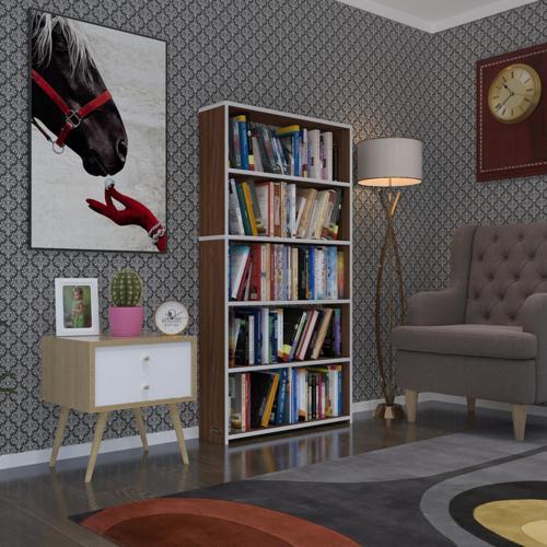 kitaplık süper ga 150*80*19 cvz 5 katlı tek bölme çift bölme opsiyonlu ofis mutfak banyo dolabı arkalıksız
