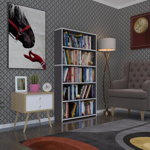 kitaplık süper ga 150*80*19 gri 5 katlı tek bölme çift bölme opsiyonlu ofis mutfak banyo dolabı arkalıksız