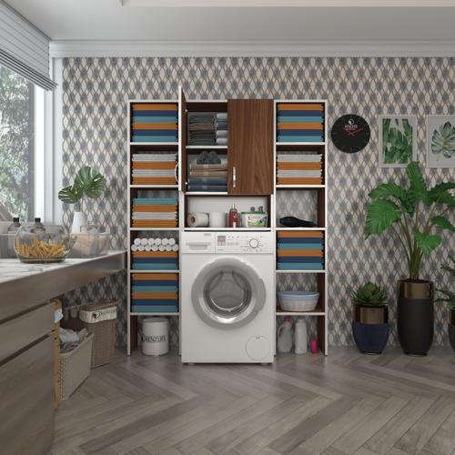 çamaşır makinesi dolabı sinemmaksduble cvz 180*126*30 banyo kapaklı arkalıklı raflı