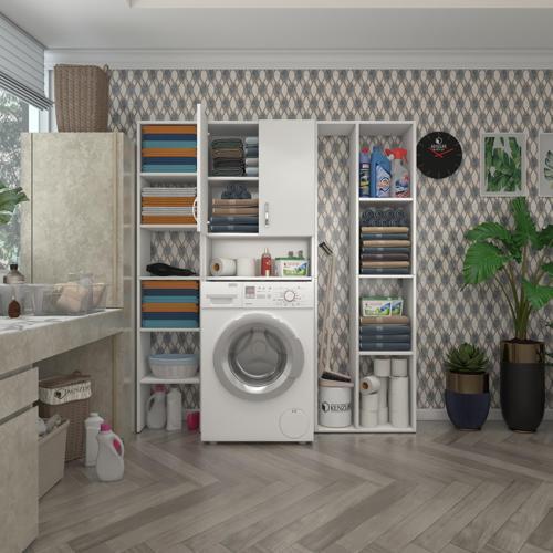 çamaşır makinesi dolabı sinemmegamdf byz 180*156*30 % 100 mdf full mdf banyo kapaklı arkalıklı raflı