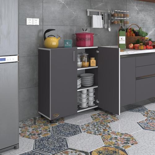 2 kapılı dolap rabia 088*070*032 gri kapaklı tekerlekli banyo mutfak ofis kitaplık ayakkabılık kiler