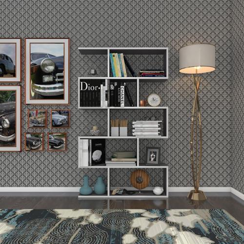 kitaplık firuze 150*090*20 gri duvar rafı