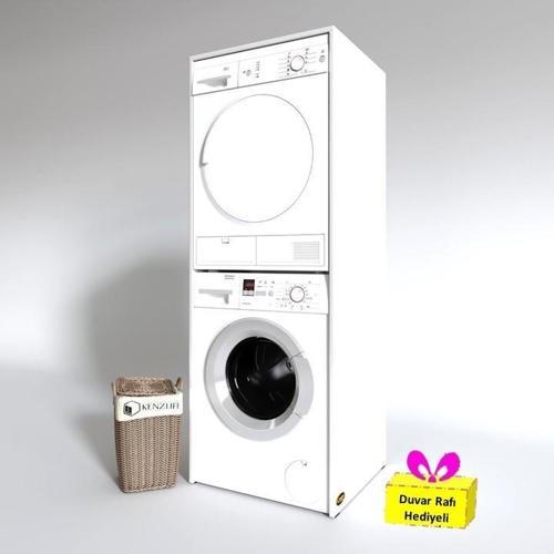 çamaşır-kurutma makinesi dolabı zakhar byz 180*70*60 banyo arkalıksız + tekli duvar rafı hediyeli