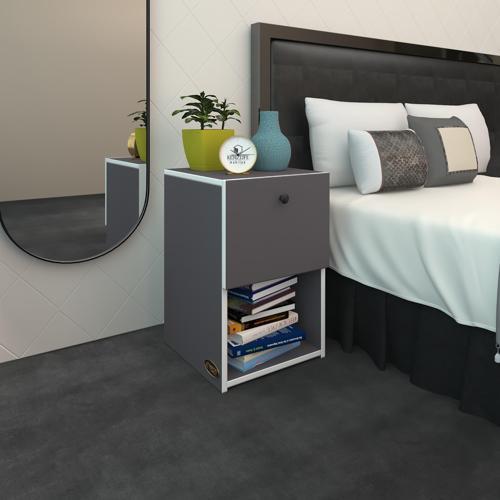 komodin izumi gri 60*39*39 komidin kitaplık ayakkabılık kapaklı arkalıklı