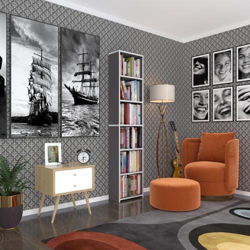 kitaplık süper ga 180*40*19 gri 6 katlı tek bölme çift bölme opsiyonlu ofis mutfak banyo dolabı arkalıksız