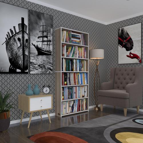 kitaplık süper ga 180*80*19 crd 6 katlı tek bölme çift bölme opsiyonlu ofis mutfak banyo dolabı arkalıksız