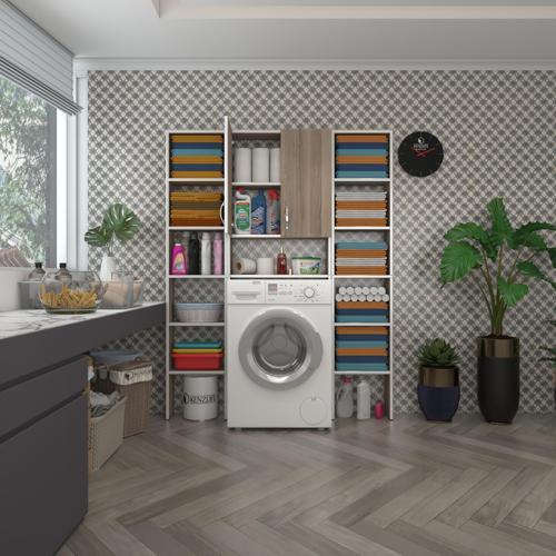 çamaşır makinesi dolabı veronikamaksduble crd 180*126*20 banyo arkalıksız raflı