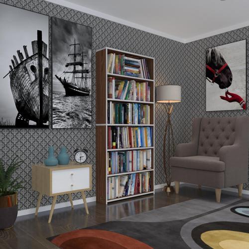 kitaplık süper ga 180*80*19 cvz 6 katlı tek bölme çift bölme opsiyonlu ofis mutfak banyo dolabı arkalıksız
