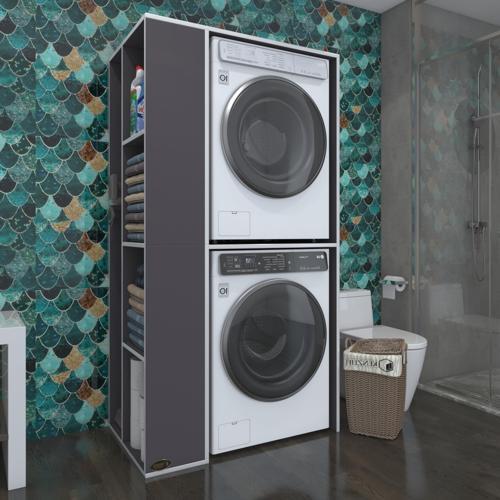 çamaşır-kurutma makinesi dolabı demyan sol gri 180*090*60 banyo kapaksız arkalıksız
