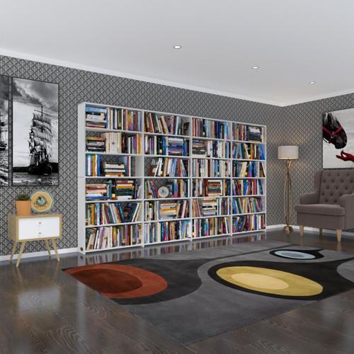 kitaplık süper ga byz 180*320*19 6 katlı 4 bölme çift bölme opsiyonlu ofis mutfak banyo dolabı arkalıksız