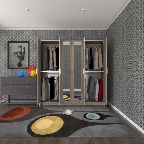 gardırop 6 kapaklı kapılı anemon 180*180*42 crd aynalı gardolap dolap