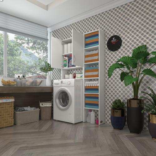 çamaşır makinesi dolabı veronikamaksmdf byz 180*096*20 % 100 MDF full Mdf banyo arkalıksız raflı