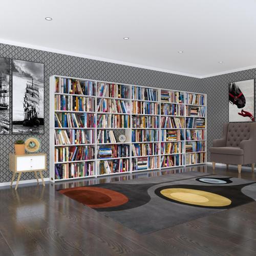 kitaplık süper ga byz 180*400*19 6 katlı 5 bölme çift bölme opsiyonlu ofis mutfak banyo dolabı arkalıksız