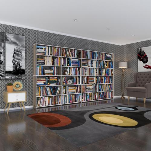 kitaplık süper ga crd 180*320*19 6 katlı 4 bölme çift bölme opsiyonlu ofis mutfak banyo dolabı arkalıksız
