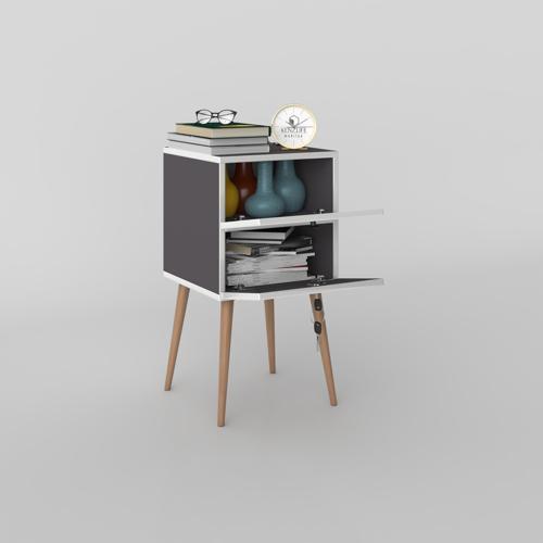 komodin kilitli sakura gri 74*39*39 komidin ahşap ayaklı kitaplık ayakkabılık kapaklı arkalıklı