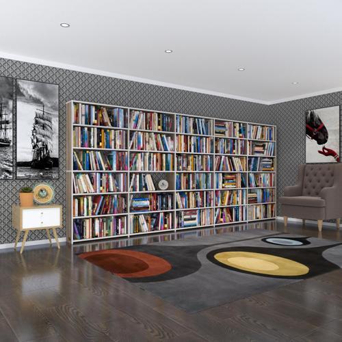 kitaplık süper ga crd 180*400*19 6 katlı 5 bölme çift bölme opsiyonlu ofis mutfak banyo dolabı arkalıksız