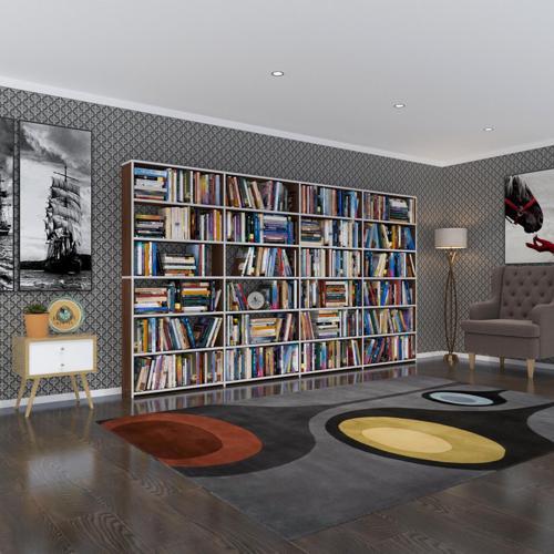 kitaplık süper ga cvz 180*320*19 6 katlı 4 bölme çift bölme opsiyonlu ofis mutfak banyo dolabı arkalıksız