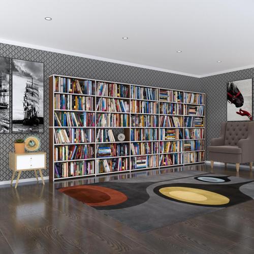 kitaplık süper ga cvz 180*400*19 6 katlı 5 bölme çift bölme opsiyonlu ofis mutfak banyo dolabı arkalıksız