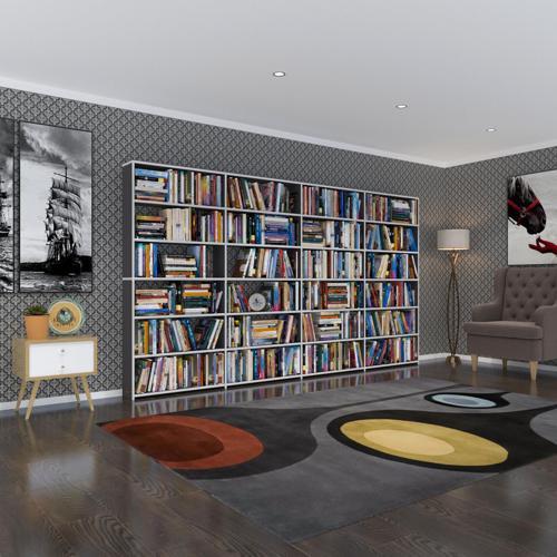 kitaplık süper ga gri 180*320*19 6 katlı 4 bölme çift bölme opsiyonlu ofis mutfak banyo dolabı arkalıksız