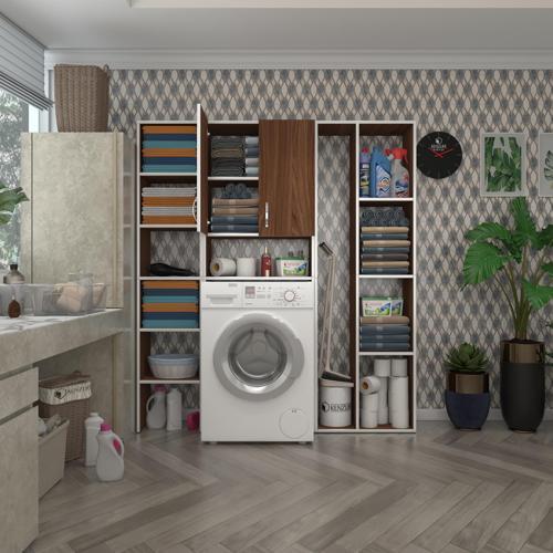 çamaşır makinesi dolabı veronikamega cvz 180*156*20 banyo arkalıksız raflı