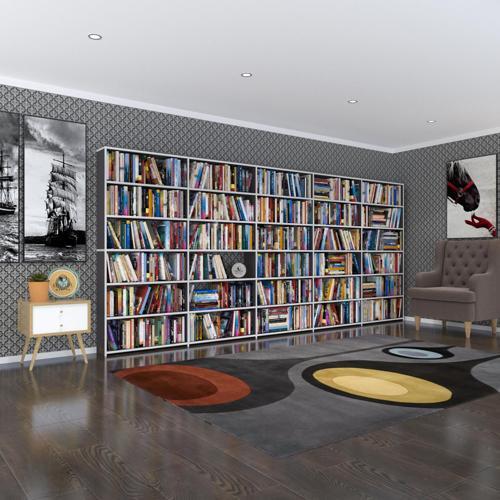 kitaplık süper ga gri 180*400*19 6 katlı 5 bölme çift bölme opsiyonlu ofis mutfak banyo dolabı arkalıksız