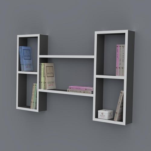 kitaplık gülsu 060*100*20 gri duvar rafı