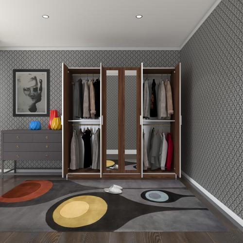 gardırop 6 kapaklı kapılı anemon 180*180*42 cvz aynalı gardolap dolap