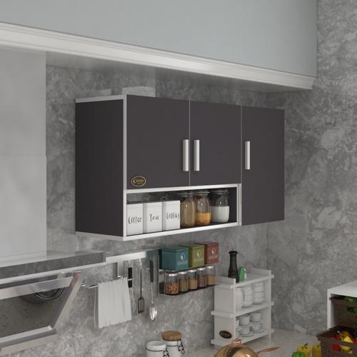 hazır mutfak mirena22 gri 060*120*22 mutfak banyo dolabı kapaklı raflı